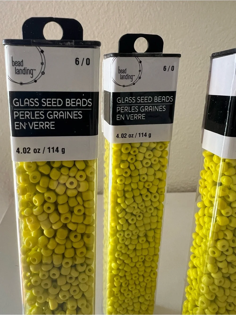 Bead Landing glass seed beads 6/0 opaque yellow 3 tubes
